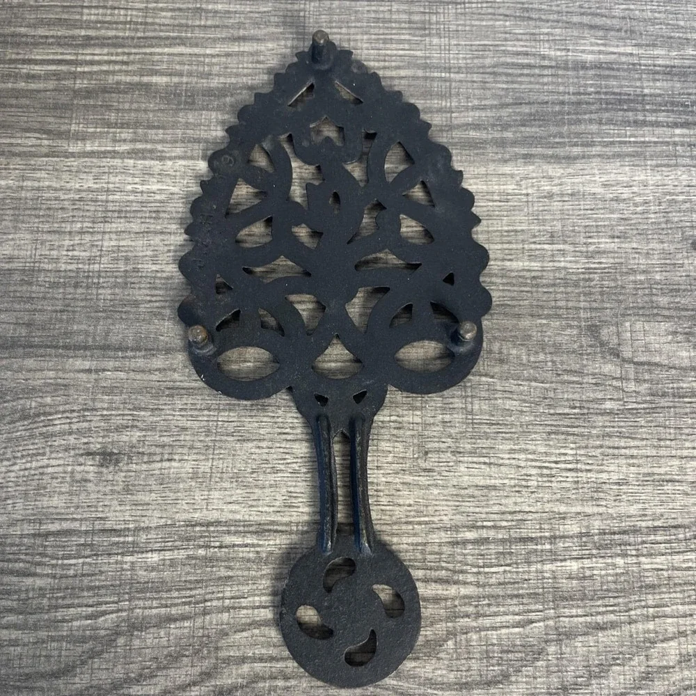 Vintage 1948 J.Z.H Cast Iron Trivet Spade Shaped Iron Rest Rustic Wall Decor